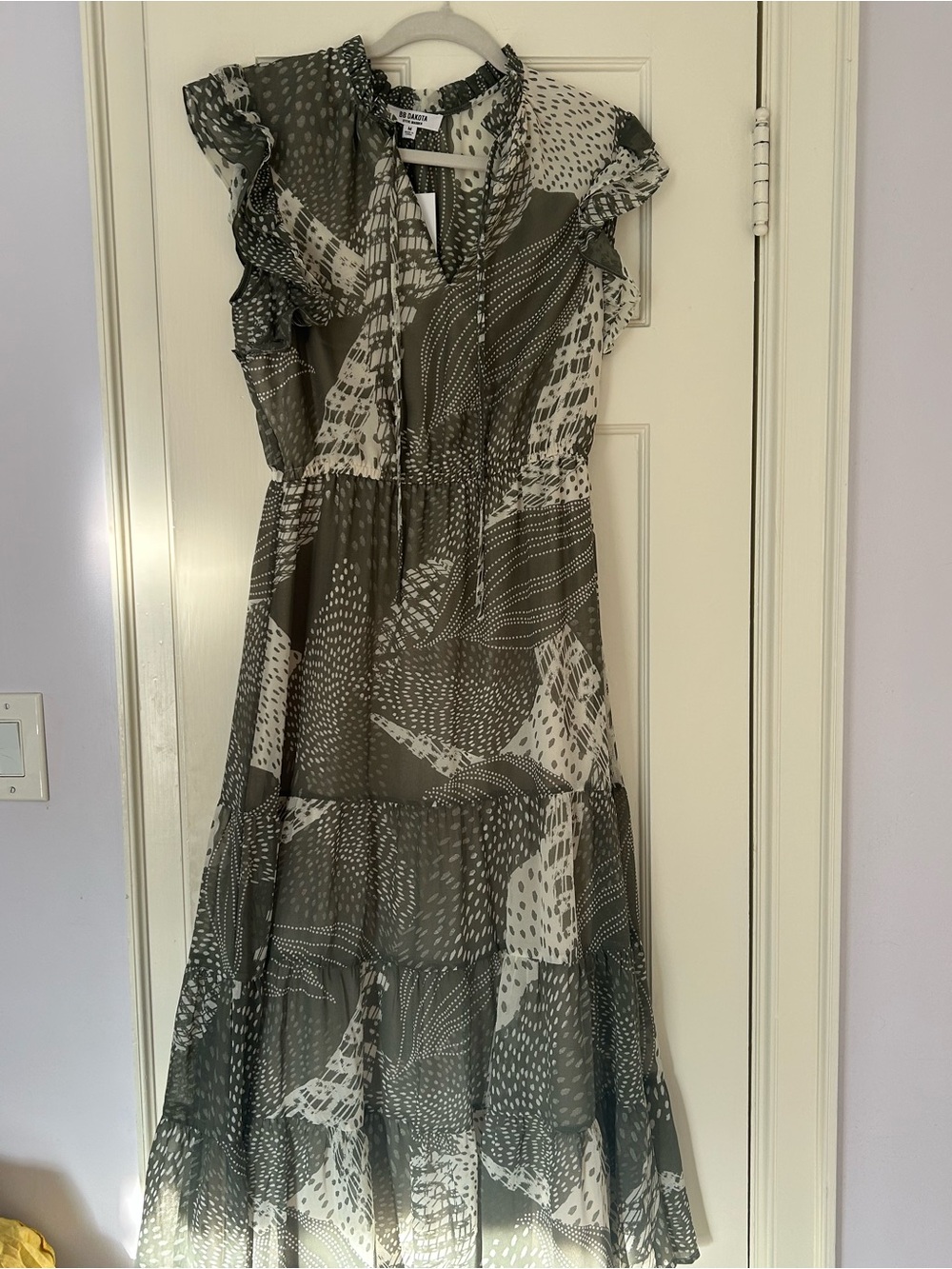 BB Dakota Gray & White Printed Maxi Dress